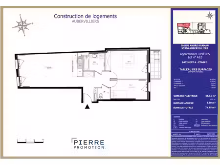 location appartement 3 pièces 68 m² à aubervilliers (93300)  1 293 €
