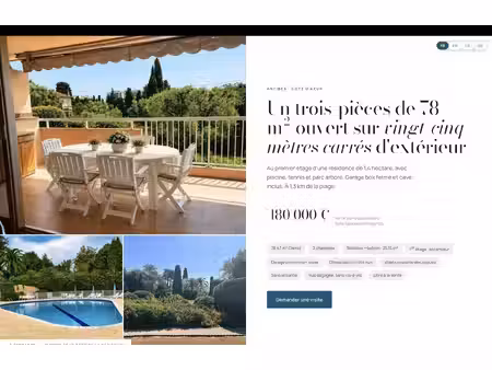 antibes – 78 m² – résidence de standing avec parc  piscine & tennis