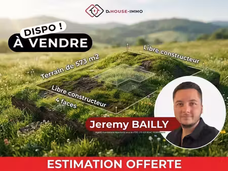terrain constructible de 575 m²  plat  avec possibilité de construction en 4 faces et libr