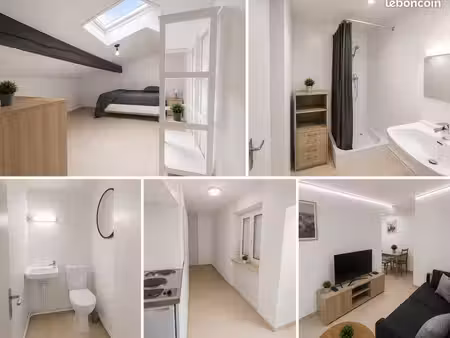 t1 meublé 30m² rénové – chambre en duplex  garage et cour privative – verdun cathédrale