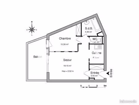 appartement 2 pièces 42 m²