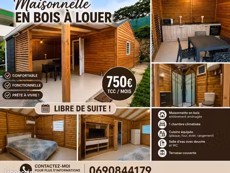 maisonnette en bois a louermaisonnette meublée à louer – boisvin  le moule – 750 /mois