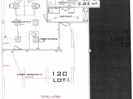 bureau et entrepôt 97m2 artigues près bordeaux