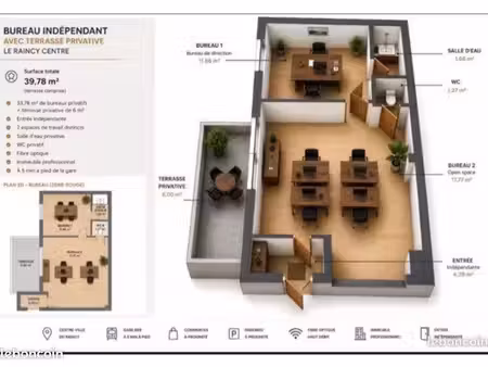 bureau premium avec terrasse privative – le raincy centre