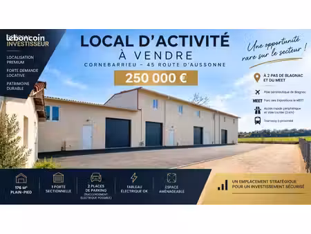 local d’activité 176 m² – cornebarrieu – idéal investisseur – 250 000