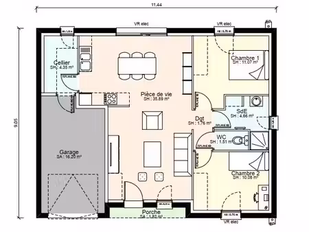 maison 65 m² avec terrain à bignoux