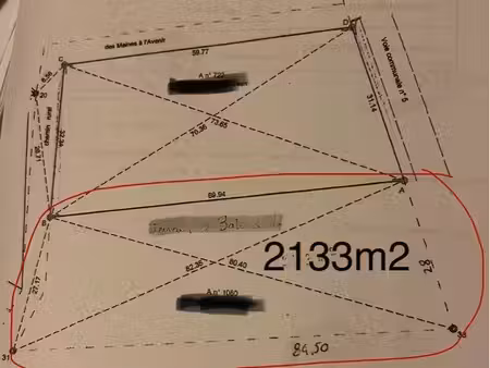 terrain 2133m2 tout constructible