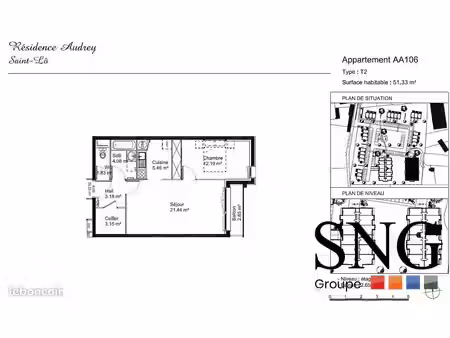 appartement 2 pièces 51 m²