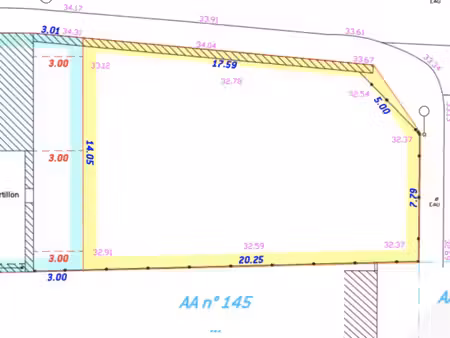 terrain constructible de 256 m2 pour construction de 100 m2