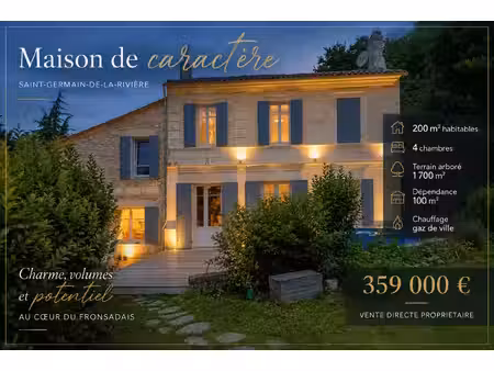 maison girondine + gîte indépendant – charme  calme et potentiel au cœur du fronsadais