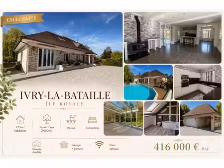 ivry la bataille 27540 maison individuelle avec véranda chauffée - 1 étage - 4 chambres - 