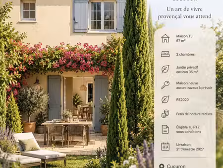 achat maison 3 pièces 67m² cucuron 84160