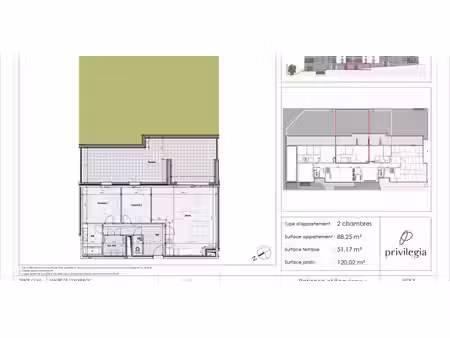 app. rez-de-chaussée à vendre à glain pour € 334.822 avec 2 chambres à coucher