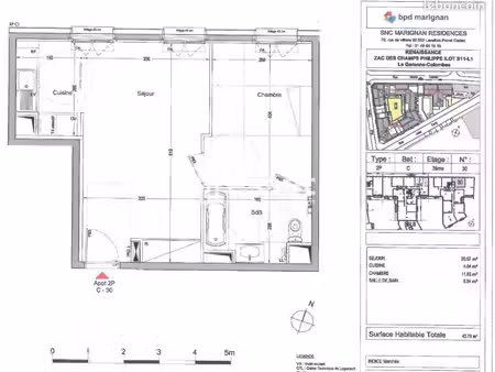 appartement 2 pièces 42.8m² à louer 1150 - la garenne colombes 92250