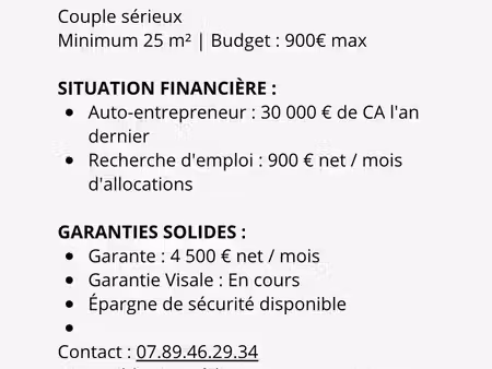 urgent recherche d’appartement (900 max - 25m2 min)