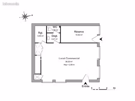 local commercial 56.04m² à louer 609 - bourgoin jallieu 38300