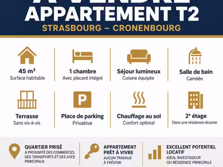 t2 45 m² avec terrasse + parking