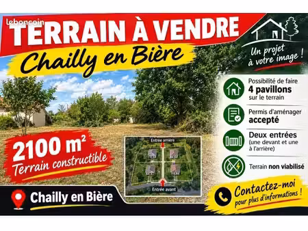 terrain constructible 2100 m²  non viabilisé avec permis d’aménagement  possibilité de fai