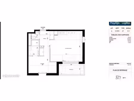 appartement 2 pièces 46 m²