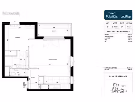 appartement 2 pièces 50 m²