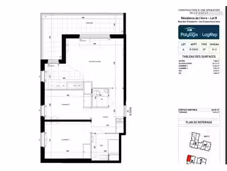 appartement 3 pièces 60 m²