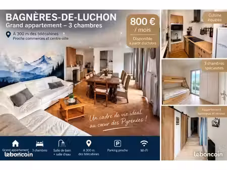 superbe t5 à louer à l’année – charges incluses – luchon