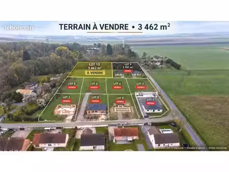 terrain constructible viabilisé – 3 462 m² – biozat a 12 min vichy