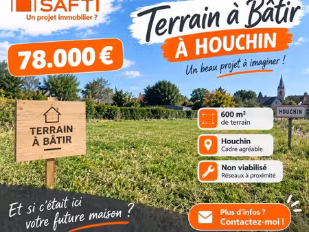 terrain à bâtir 600 m² – houchin – 78 000 €