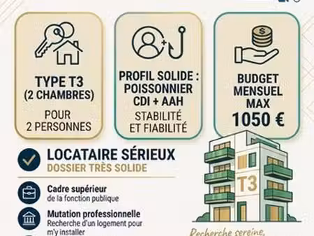 ​◊ recherche urgente : appartement t3