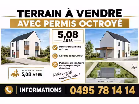 terrain à bâtir 5 08 ares avec permis octroyé