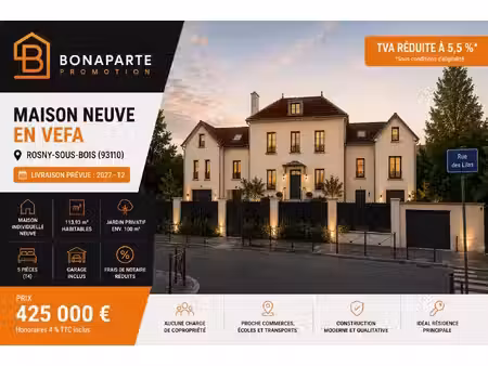 vente maison 4 pièces 114 m² rosny-sous-bois (93110)