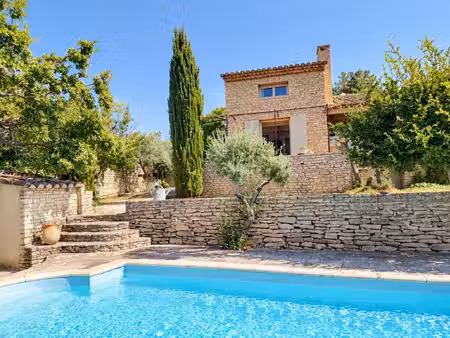 viager occupé - gordes provence - villa en pierre avec piscine et vue grand luberon