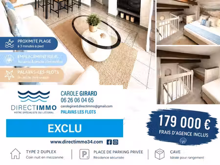 palavas  proche plage   t2 en dupex d'environ 42 m2 hab   ce