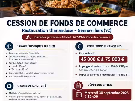 restaurant 234 m² gennevilliers