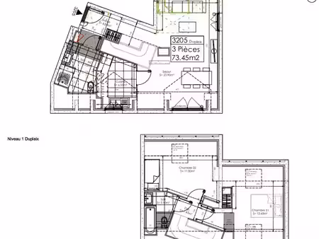 duplex 3 pièces 73 m²