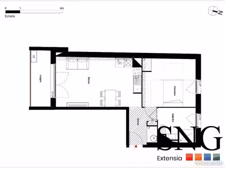 appartement 2 pièces 44 m²