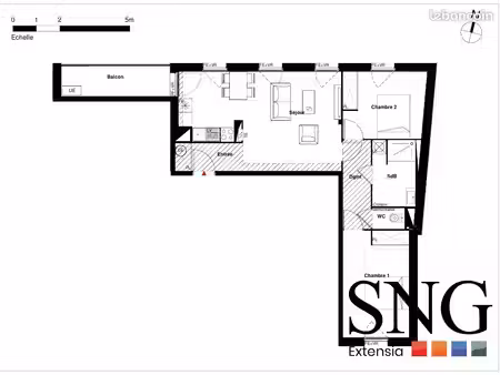 appartement 3 pièces 63 m²