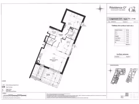 appartement 3 pièces 65 m²