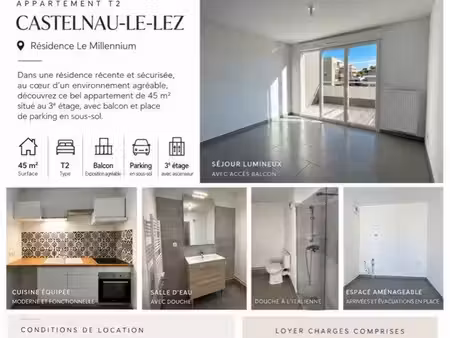 t2 45m2 avec balcon + parking