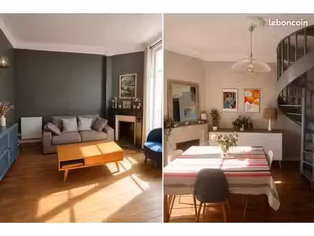 duplex de charme au dernier étage – 71 m² carrez / 96 m² au sol – lumineux  rénové  gare c