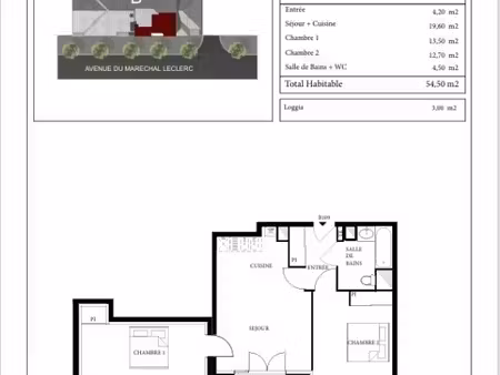 appartement 3 pièces 54 m²