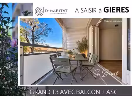 gieres centre t3 avec ascenseur balcon cave commerces t