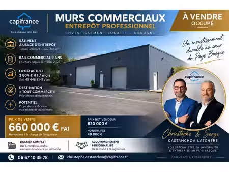 vente bureau 6 pièces 400 m² urrugne (64122)