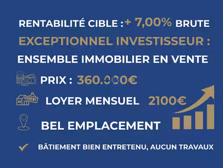 special investisseurs ! rentabilité 7% murs + appartement