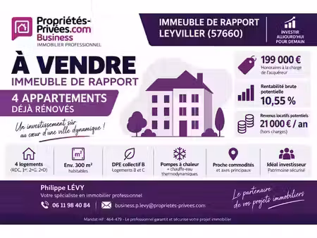 vente locaux professionnels 297 m² à leyviller (57660)  199 000 €