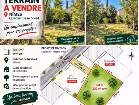 vente terrain 300 m² à nimes (30000)  99 000 €