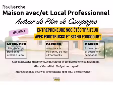 recherche local professionnel et maison (ou appartement de fonction)