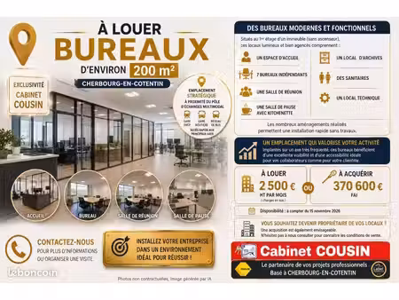 fonds de commerce bureaux 200 m²