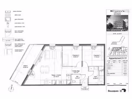 appartement 3 pièces 64 m²