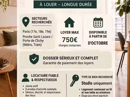 recherche logement studio sur paris (75)
